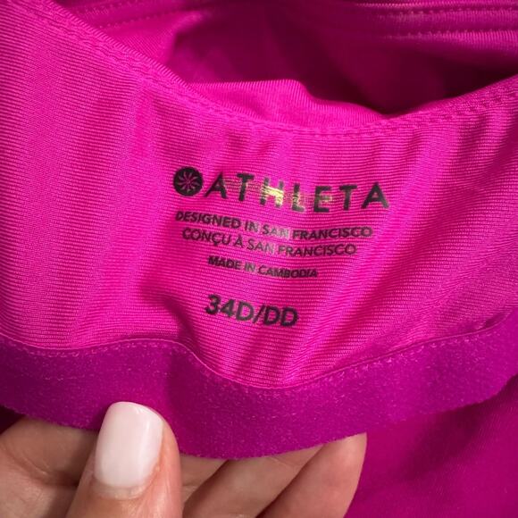 NWT Athleta Square Neck V Bra Cup Tankini Top "Electric Fuschia" Pink 34 D/DD - Picture 9 of 9